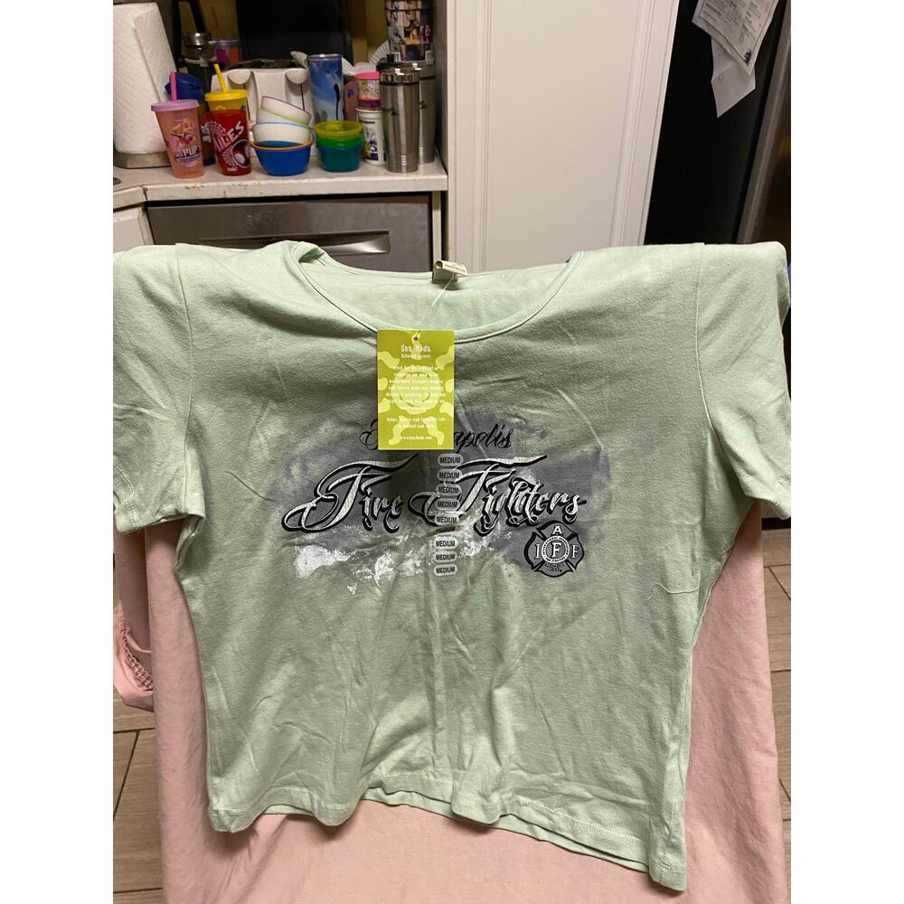 New With Tags Gray  Sun Moda Indianapolis Fire Fighter Shirt Size Medium
